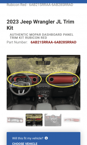 New Genuine Mopar Red Dashboard Jeep Wrangler JL