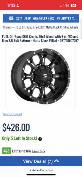 Fuel Krank Wheels 20×9 from Jeep Wrangler