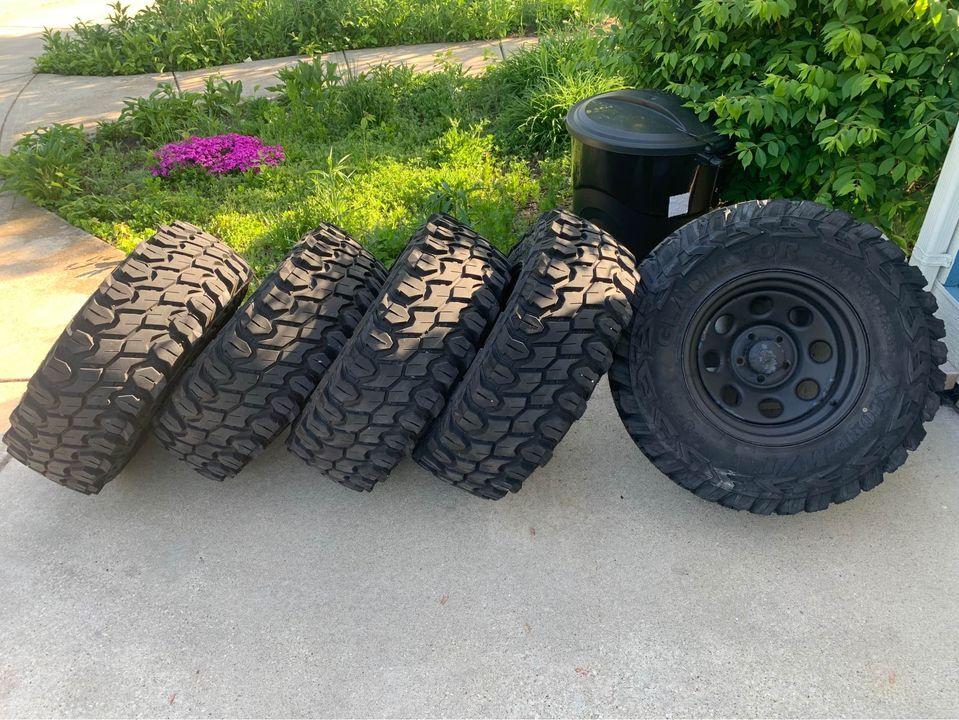 Wheel Package (5): Black Rock Rims 15×8.0 with Gladiator 31″ Tires