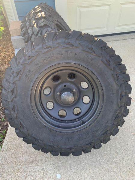 Wheel Package (5): Black Rock Rims 15×8.0 with Gladiator 31″ Tires