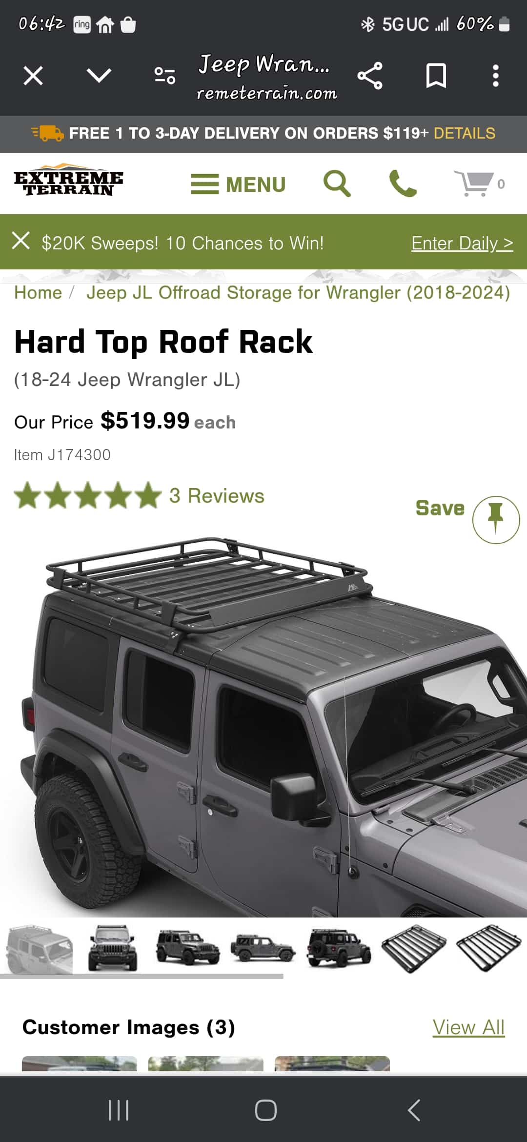 2018-2024 Wrangler JL cargo rack
