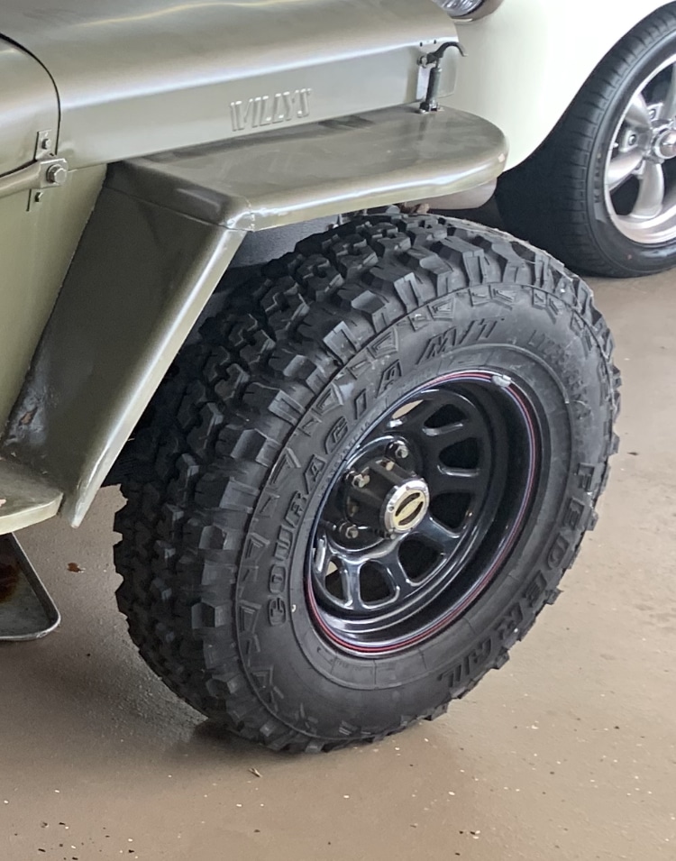 Set of four 16” wheels (5 x 5.5 pattern) and 32” tires