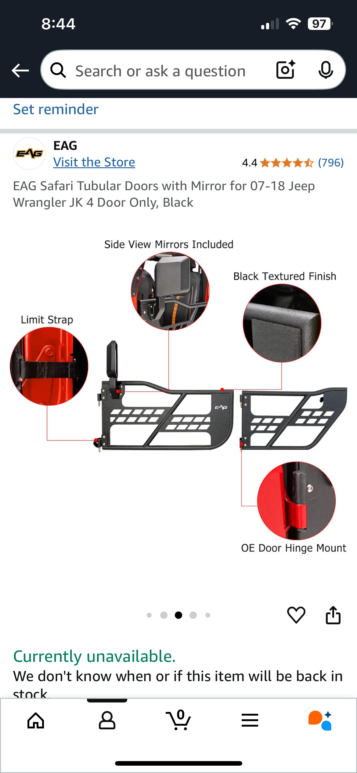 EAG safari tube doors for wrangler 2007-2018
