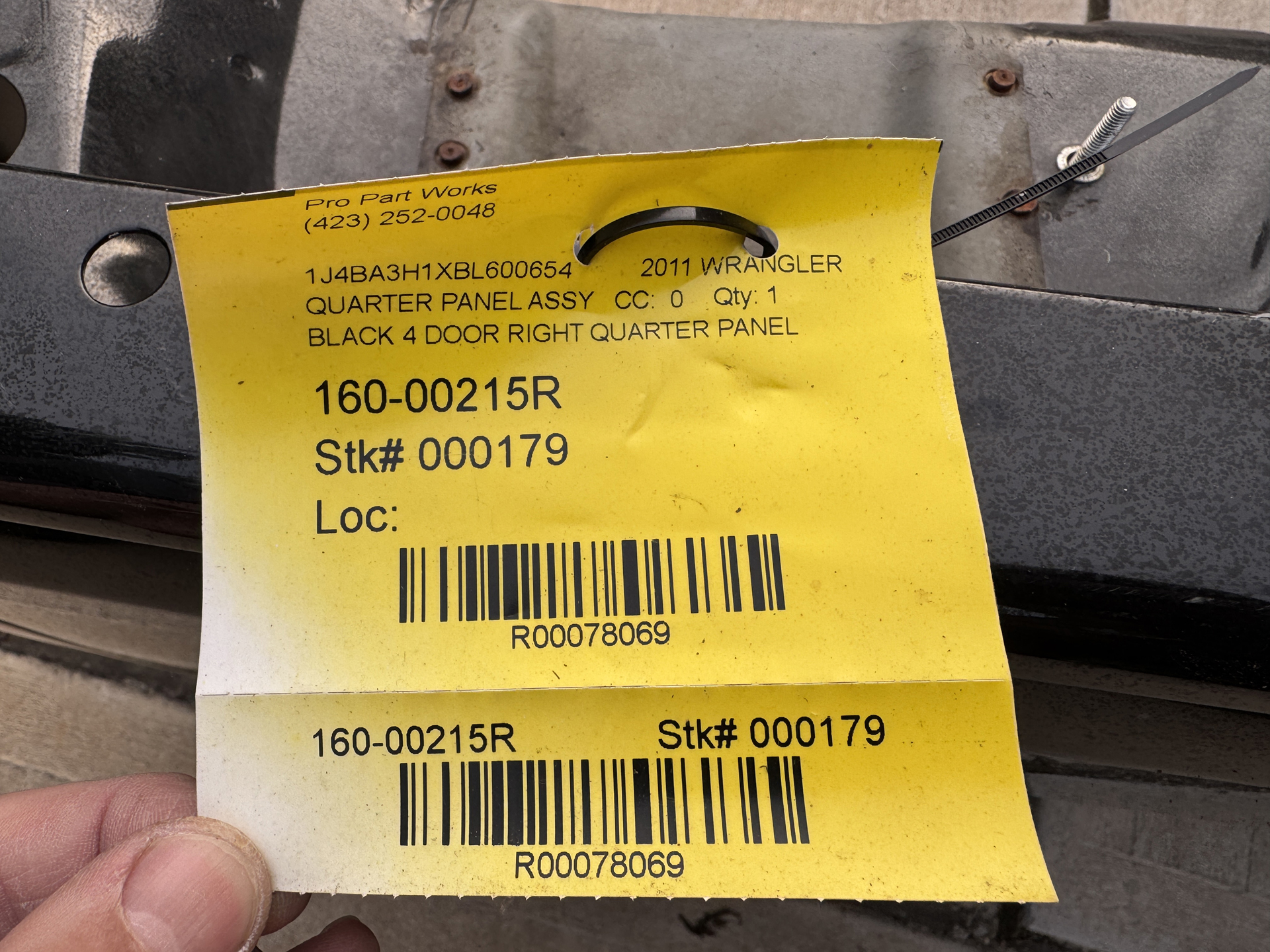 Jeep Wrangler JKU 2007 to 2018 Passenger Rear Quarter Panel Assembly OEM PARTS