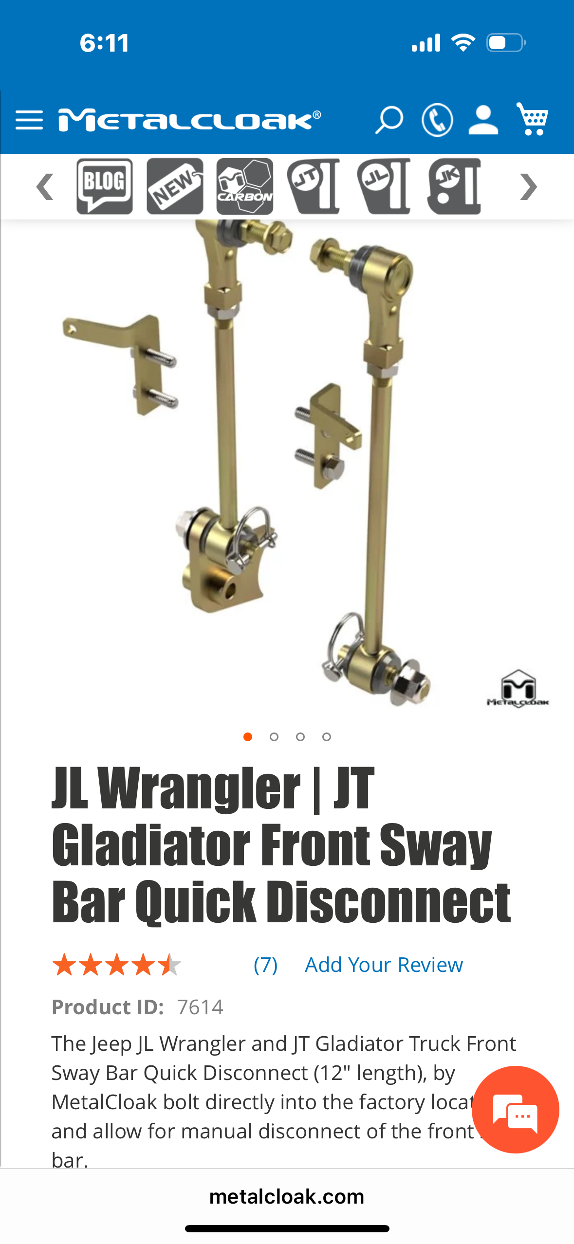Front sway bar quick disconnect