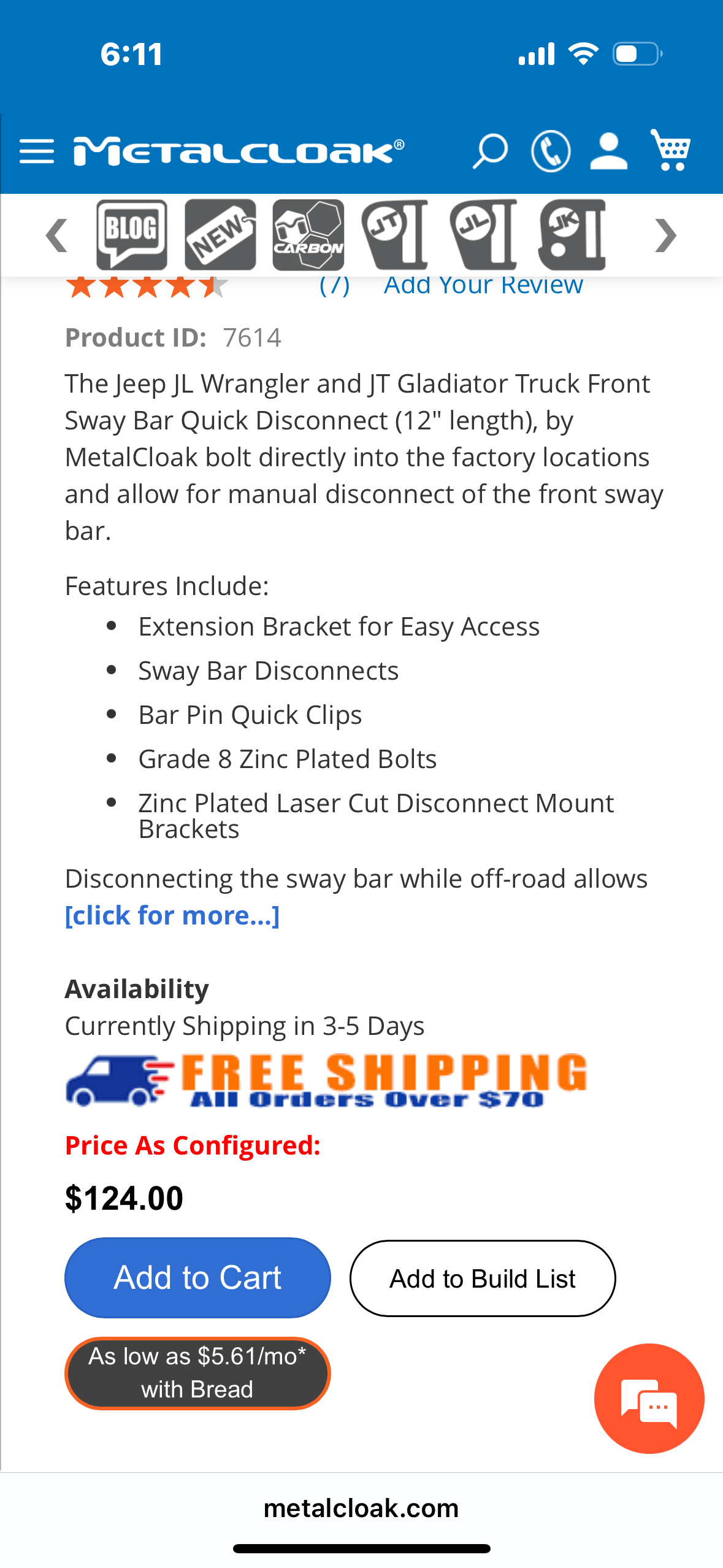 Front sway bar quick disconnect