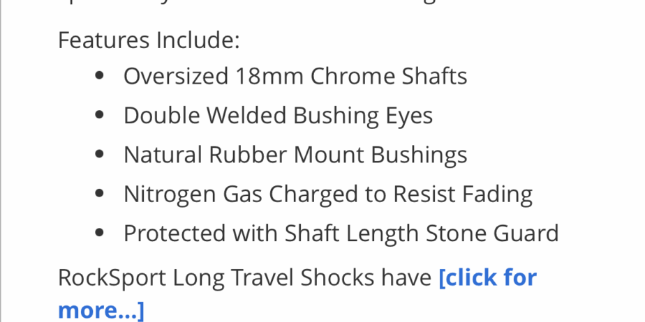 Rock sport red long travel shocks