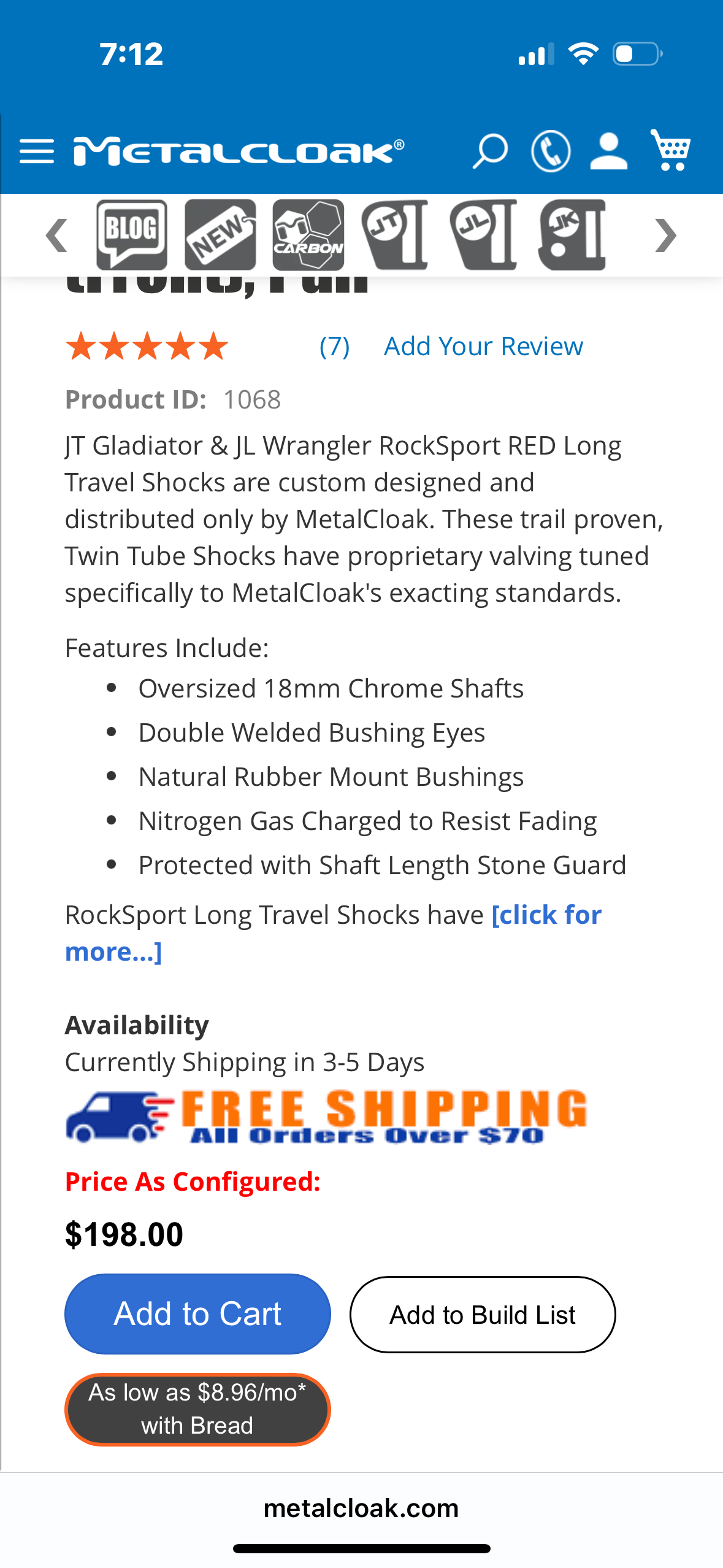 Rock sport red long travel shocks