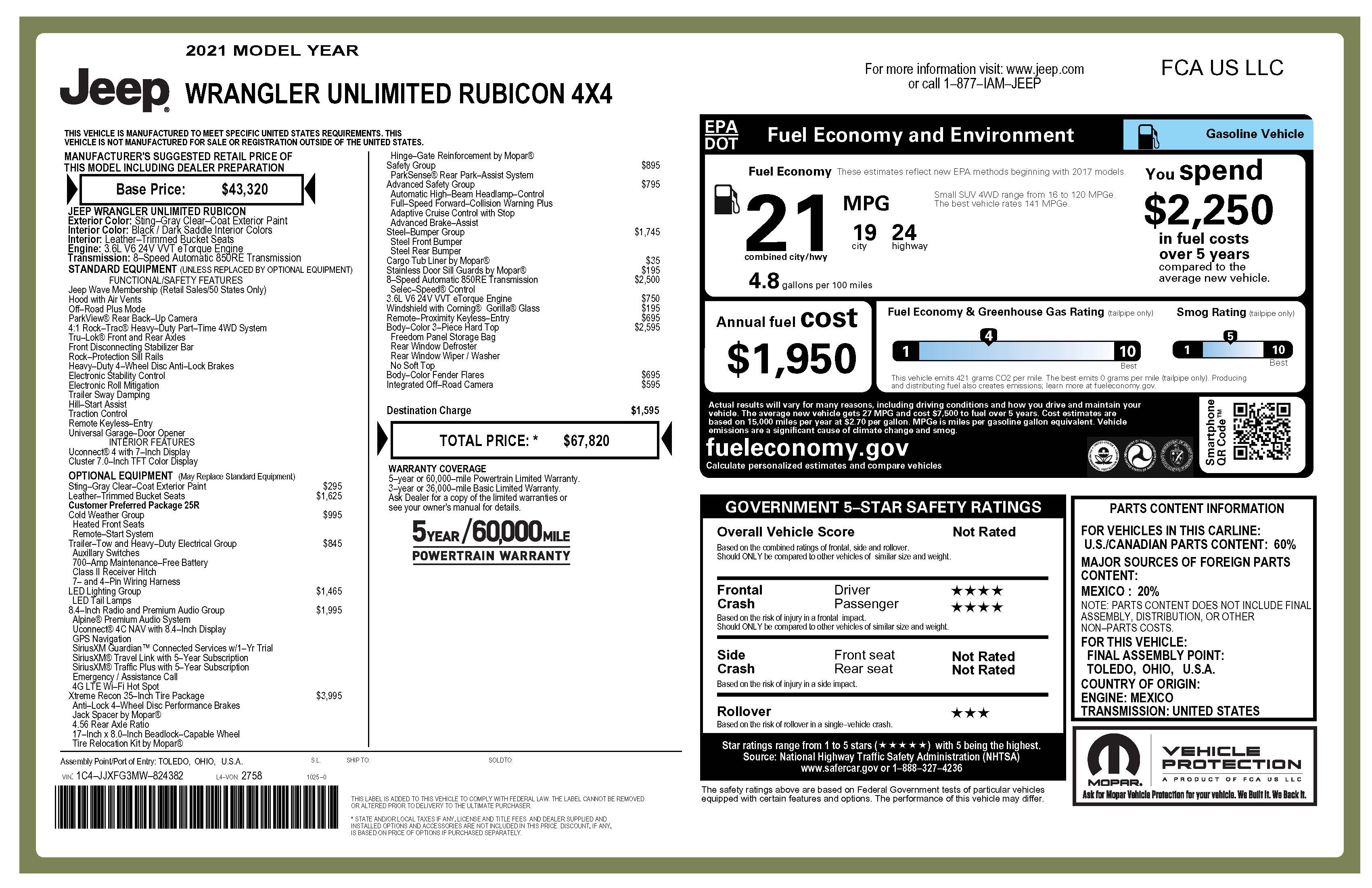 2021 Rubicon Unlimited w/Xtreme Recon 35, fully loaded