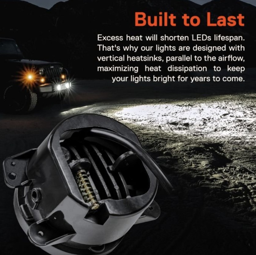 LED Fog Lights for 07+ Jeep Wrangler JK/JL Gladiator JT Rubicon Sahara Plastic B