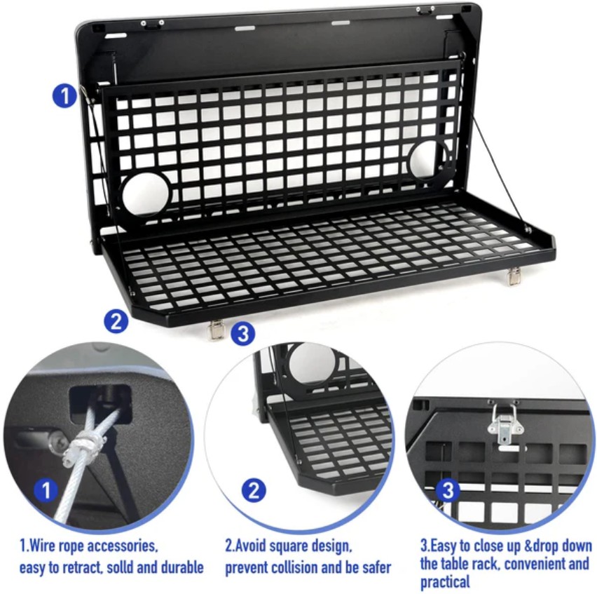 Aluminum Rear Tailgate Table for Jeep Wrangler JL JK JKU JLU