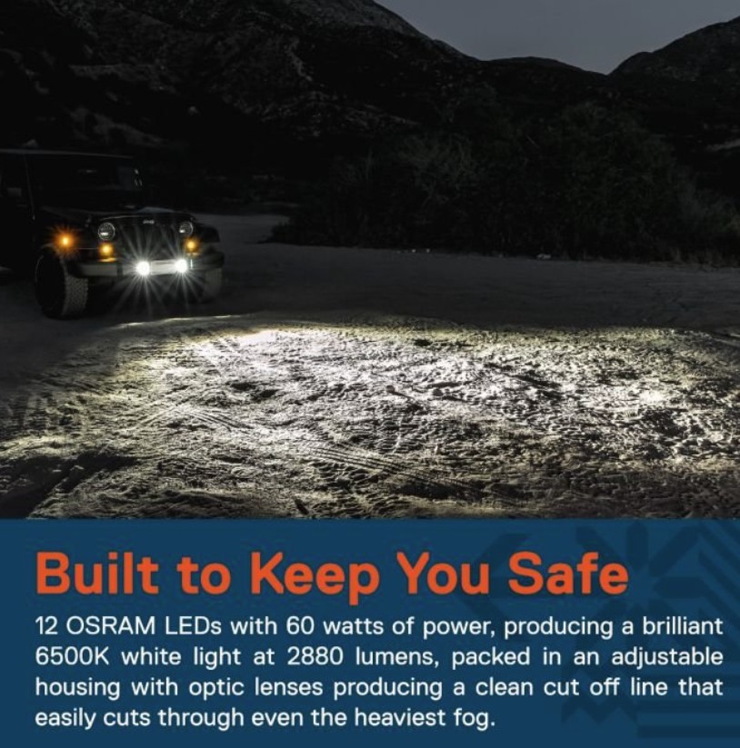 LED Fog Lights for 07+ Jeep Wrangler JK/JL Gladiator JT Rubicon Sahara Plastic B