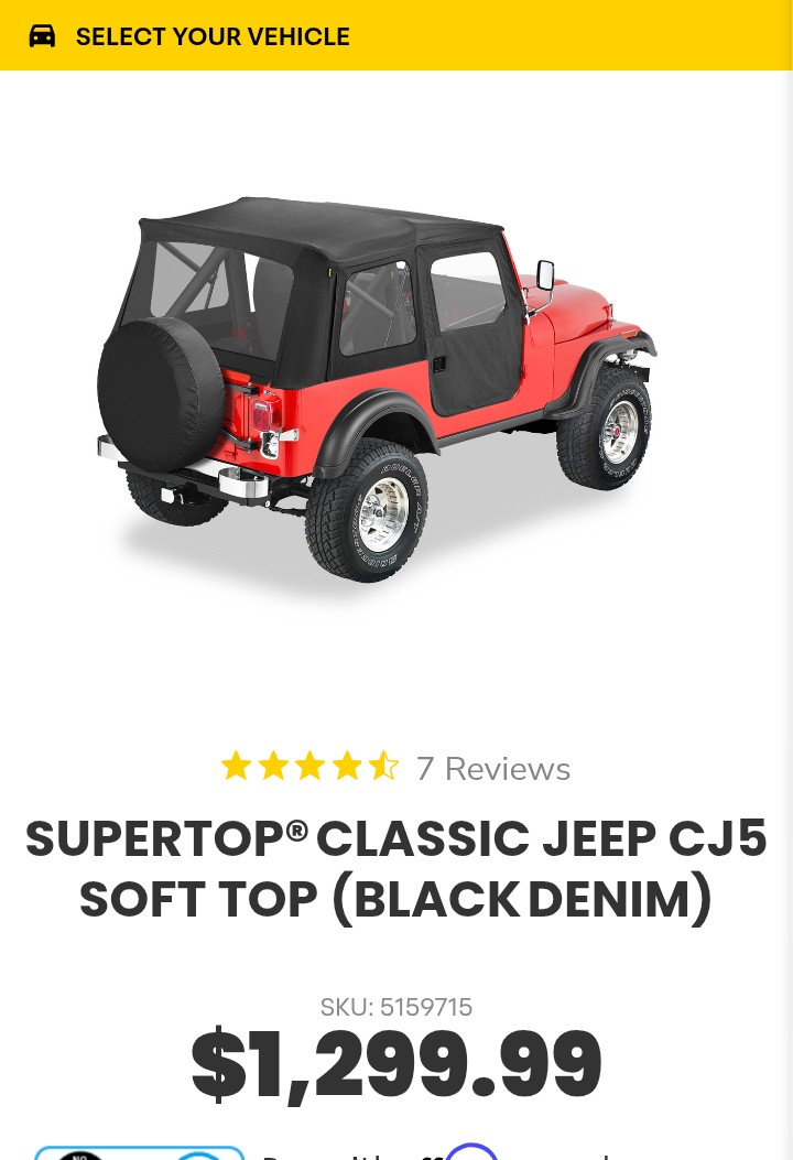 Bestop supertop classic soft top.