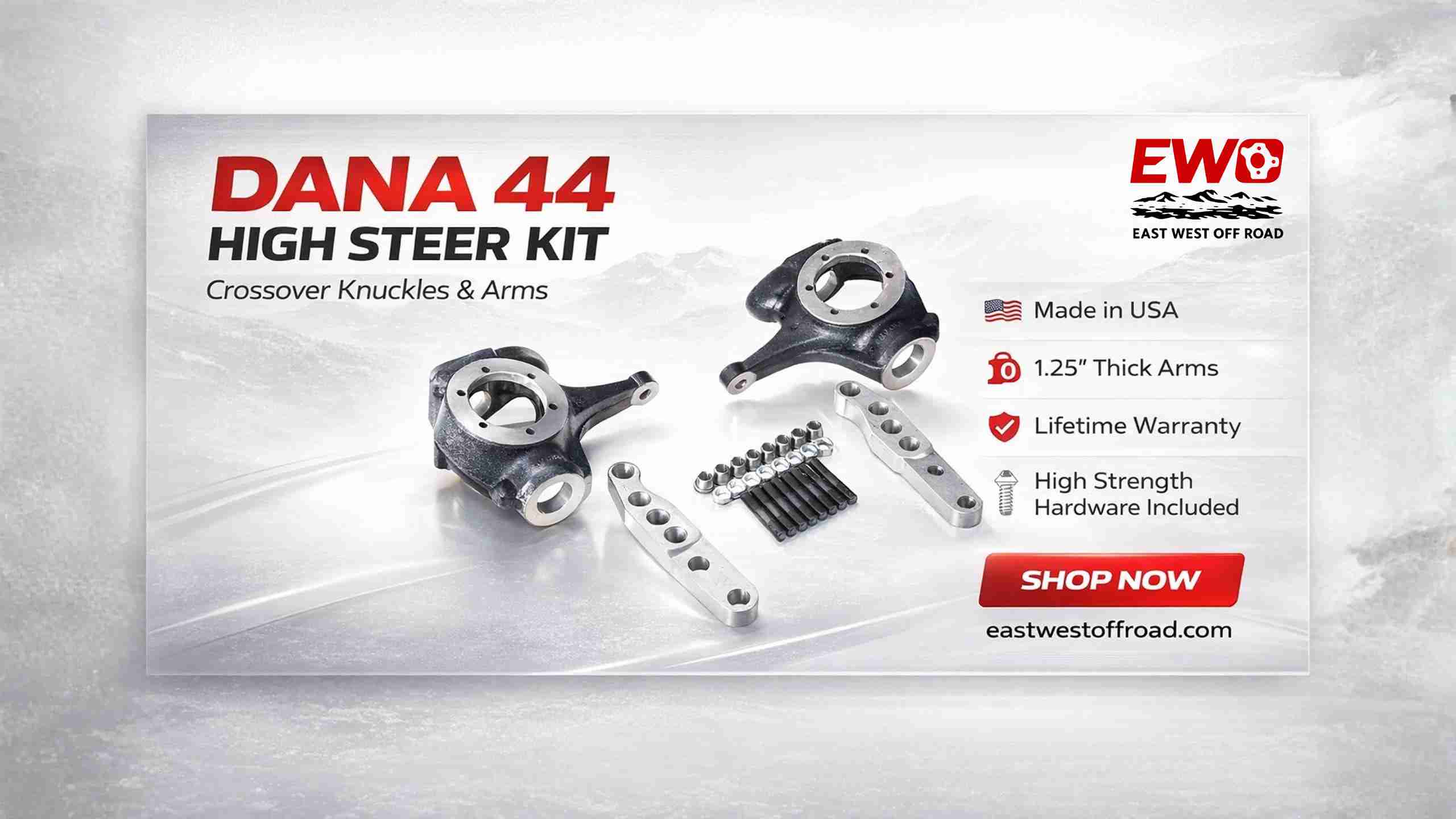 Premium Dana 44 Flat Top Knuckles Pair & Crossover Steering Kit